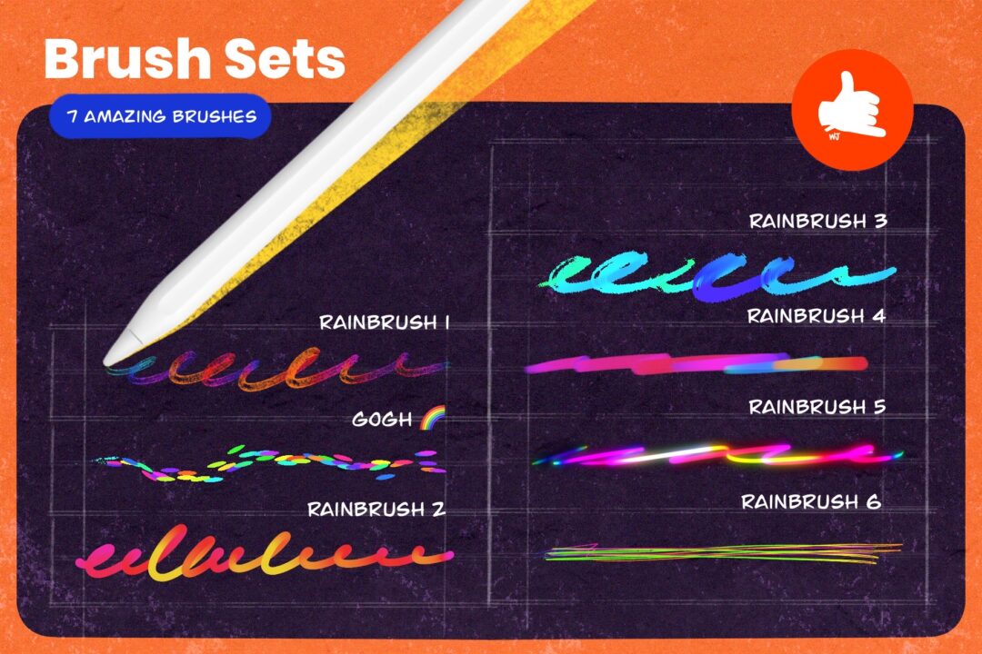Rainbow brushes set for procreate 5 - Image 2