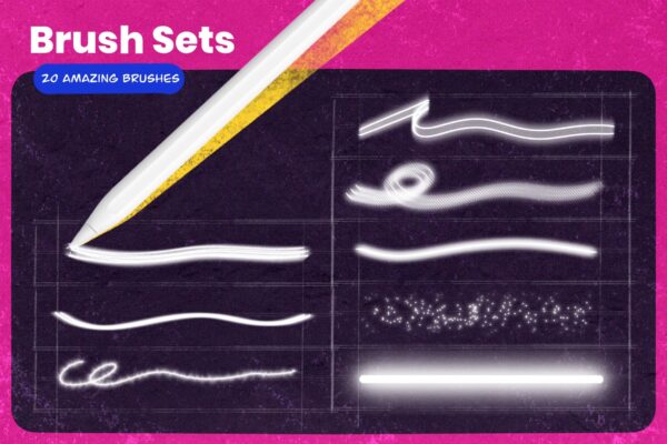 20 NEON art brushes for procreate - Image 4