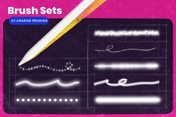 20 NEON art brushes for procreate - Image 3