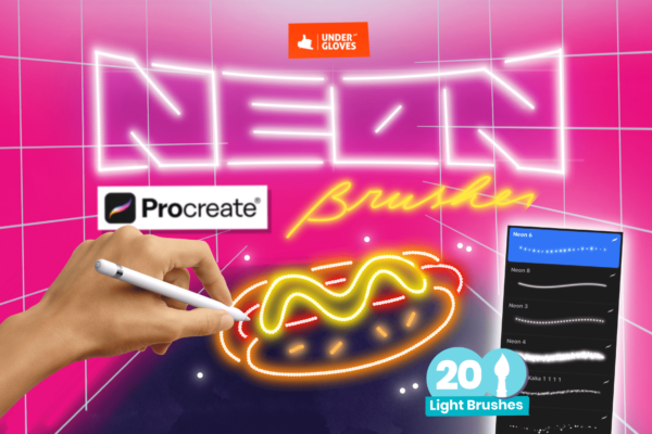 20 NEON art brushes for procreate